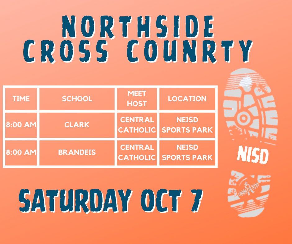 NISD_Athletics's tweet photo. NISD CROSS COUNTRY 10-7
RUNNING AWAY
LET'S GO TEAM NORTHSIDE!
@NISD
#NISDATHLETICS
#TEAMNORTHSIDE
@TrackGBroncos
@ClarkCougarXC https://t.co/7WxjDJYdUi