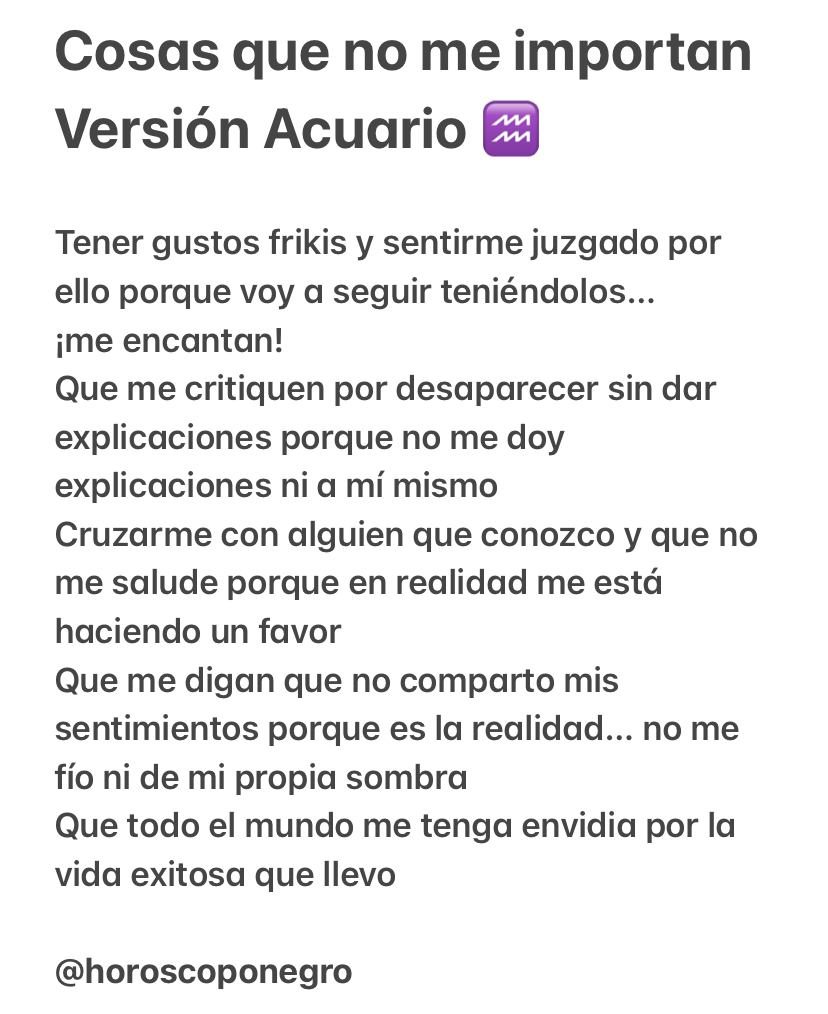 Cosas que no me importan... Versión #Acuario ✨🔮✨ #horoscoponegro