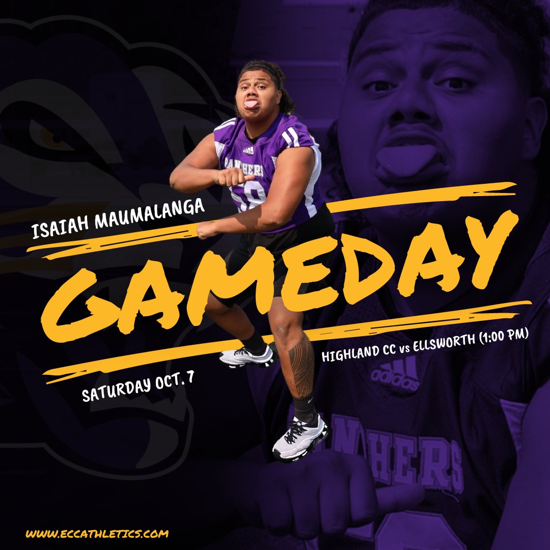 It's GAME DAY! Your Ellsworth Community College Panthers are ready to take on Highland CC at 1:00 PM! Let's fill the bleachers at Cadet Field and cheer our Panthers on to victory! 🏈

#1TEAM