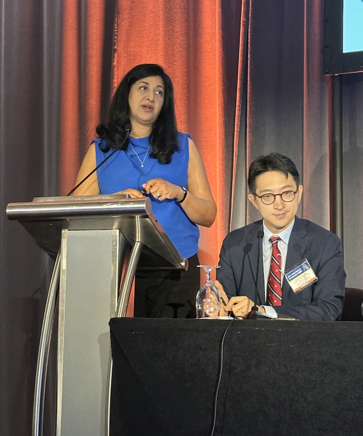 StephenVLiu's tweet photo. #DCLung23 Dr. Natasha Leighl provides a fresh perspective on the utility of liquid biopsy. Value with complementary testing - while you double testing cost, you avoid unnecessary (expensive) treatment. Future -is there a path to plasma first? Even pre-tissue diagnosis? https://t.co/F2lrMR3R2K