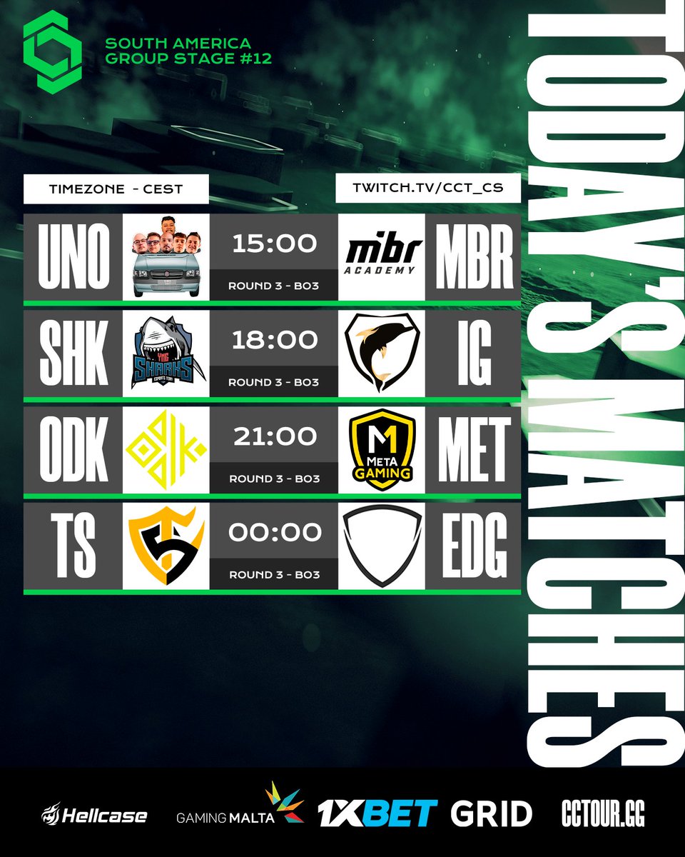 🔥Welcome to the Round 3 of the #CCT Group Stage in South America Online Series #12! 

🎙 <a href="/eventunemedia/">Eventunemedia</a> &amp; <a href="/SaintsDio/">DIO</a> 

📺twitch.tv/cct_cs