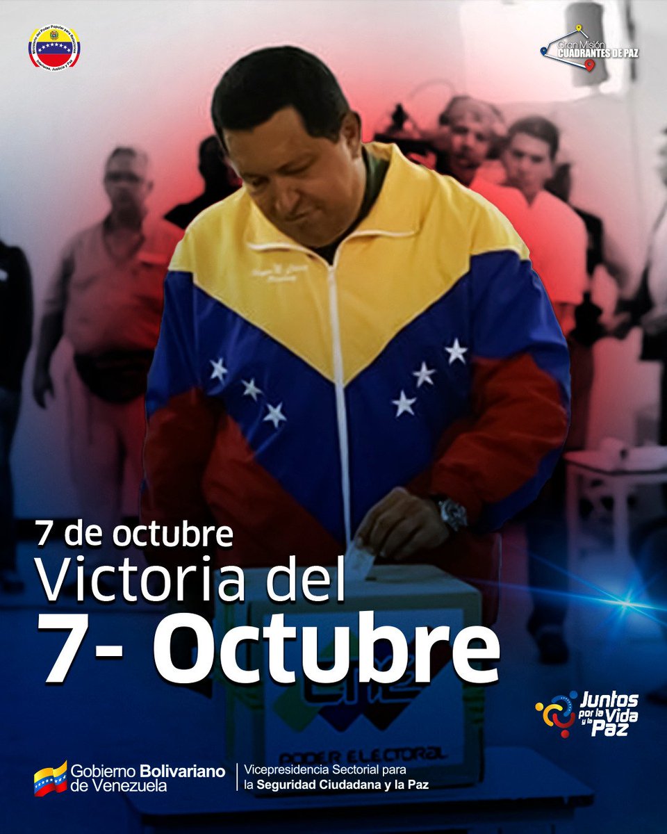 #7OCT || 📆 Con más de 8 millones de votos hace 11 años, Venezuela hizo posible la reelección del Comandante Eterno Hugo Chávez, como presidente de la República por tercera vez, en una jornada que se conoció como el "Día de la Victoria Perfecta".