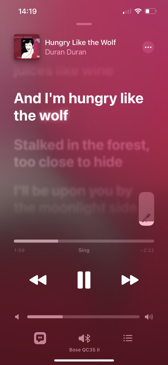 Just discovered that on Apple Music there’s an option that comes up when you see the lyrics of a song that allows you to turn down the vocals so you can enjoy the instrumental version - or even sing along!