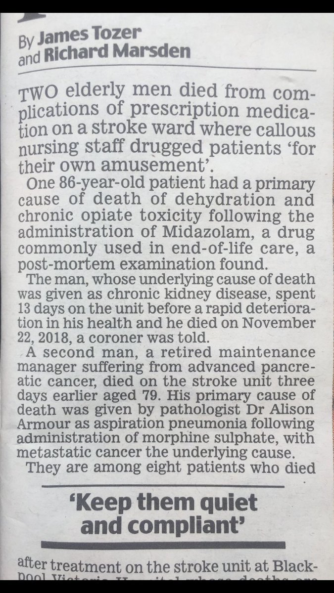 #midazolam Daily Mail make the 1st move regarding midazolam and the democide that has taken place euthanising the elderly as Matt Hancock authorised it in '20 with Luke Evans MP & Van Tam #NG163 @DailyMailUK #nuremberg2 #CrimesAgainstHumanity #NHS #nurses #SunakIsALiar *TOXICITY*
