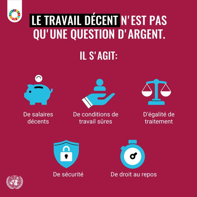 Trop souvent, le fait d'avoir un emploi ne garantit pas qu'une personne puisse mener une vie digne &amp; à l'abri de la pauvreté.

Une croissance économique soutenue, accompagnée d’un travail décent pour tous est essentiel pour réaliser les #ObjectifsMondiaux. un.org/sustainabledev…