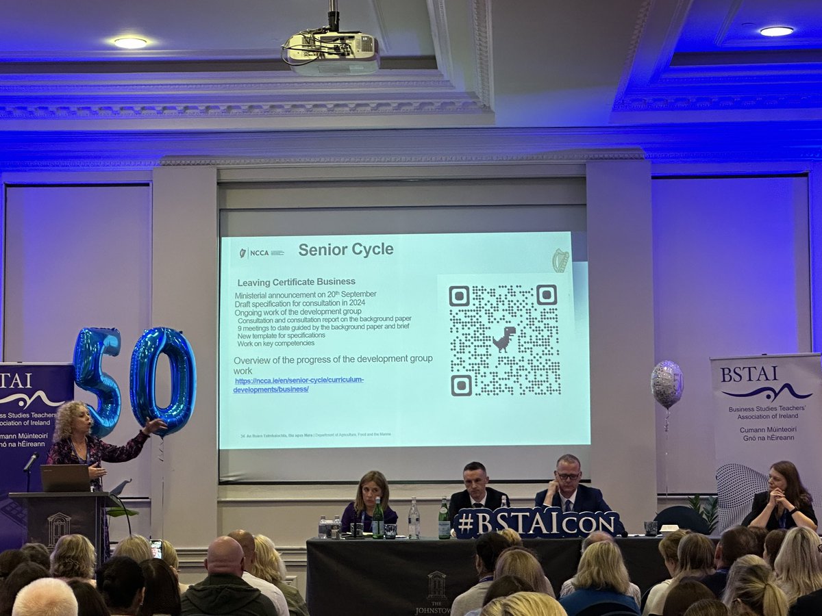 Sinead Tuohy presenting to a packed hall of delegates on the work of <a href="/NCCAie/">NCCA</a> at #BSTAIcon including the updates to the Leaving Certificate Business Specification development process #LCBusiness
