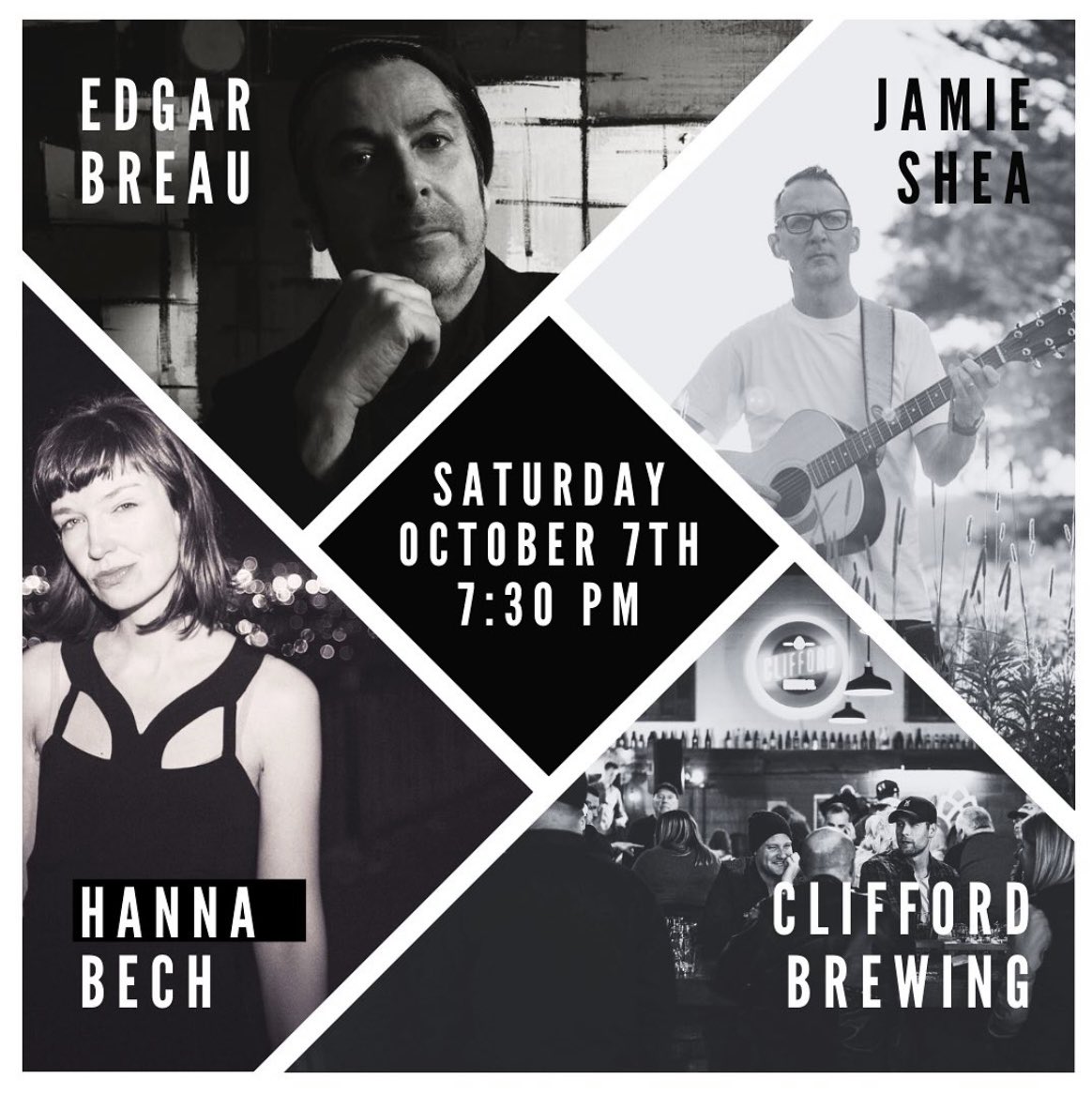 Tonite at <a href="/CliffordBrewing/">Clifford Brewing Co.</a> <a href="/EdgarBreau/">Edgar Breau</a> @HannaBechMusic <a href="/sheamiej/">Jamie Shea</a>