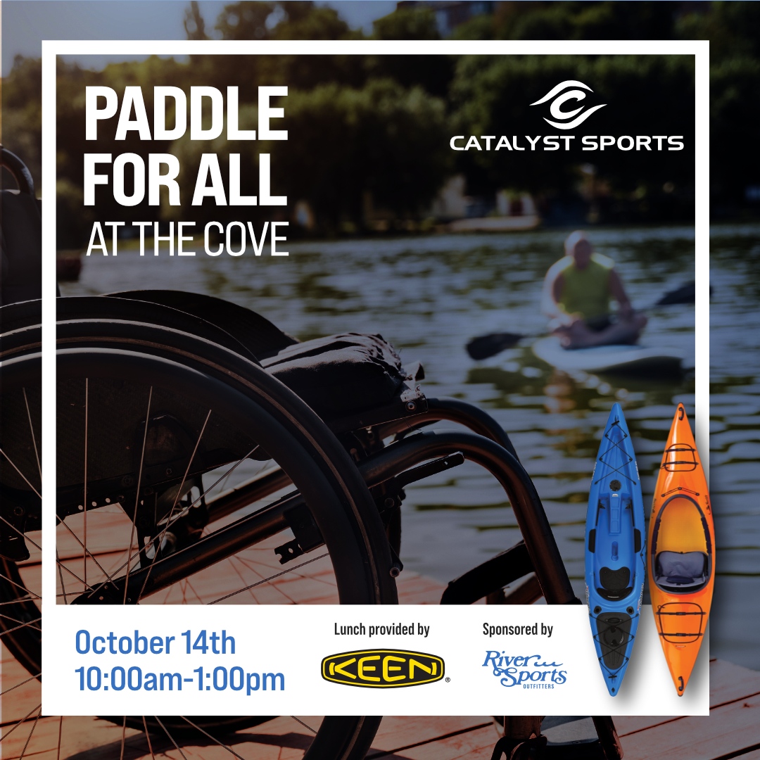 A week from today, we're partnering with @catalystsports for their Paddle For All fundraiser! Come out to The Cove for kayak rentals, lunch provided by <a href="/KEEN/">KEEN</a> and great prizes! Sign up at the link below:

fareharbor.com/embeds/book/ri…

#liveyourpassion #paddleforall #adaptivekayaking