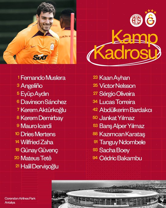 Galatasaray'ın Antalyaspor maçı kamp kadrosu açıklandı.

📷Hakim Ziyech
