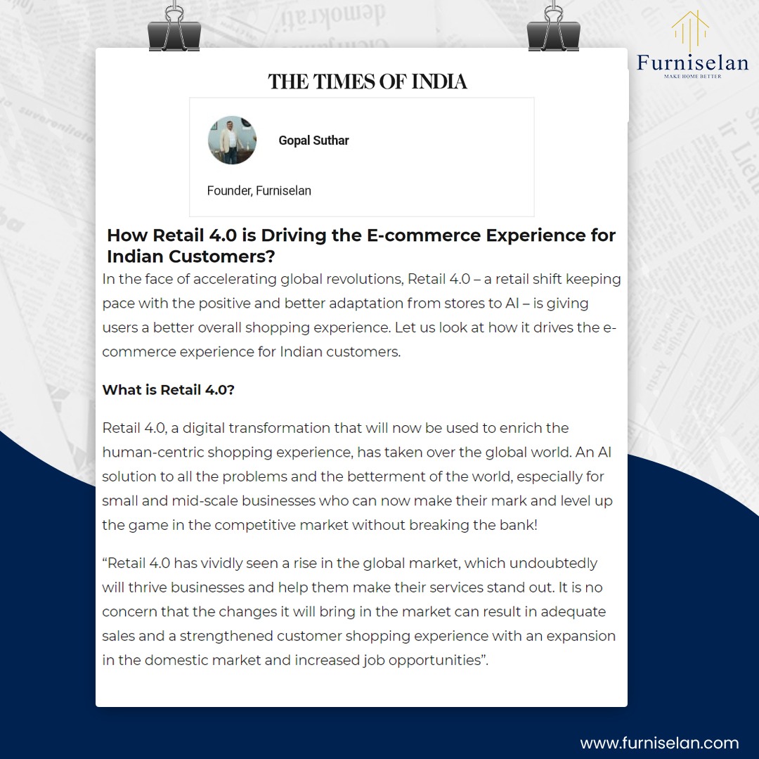 furniselan_'s tweet photo. Furniselan's founder, Gopal Suthar shares insights on Retail 4.0 and its transformative impact on the Indian e-commerce landscape!

#Furniselan #FurniselanFurniture #FurnitureDelivery #Furniture #Bedroom #FurnitureDesign #FurnitureMakeover #HomeFurnitureIdeas #Home https://t.co/tr1Y3LxJtg