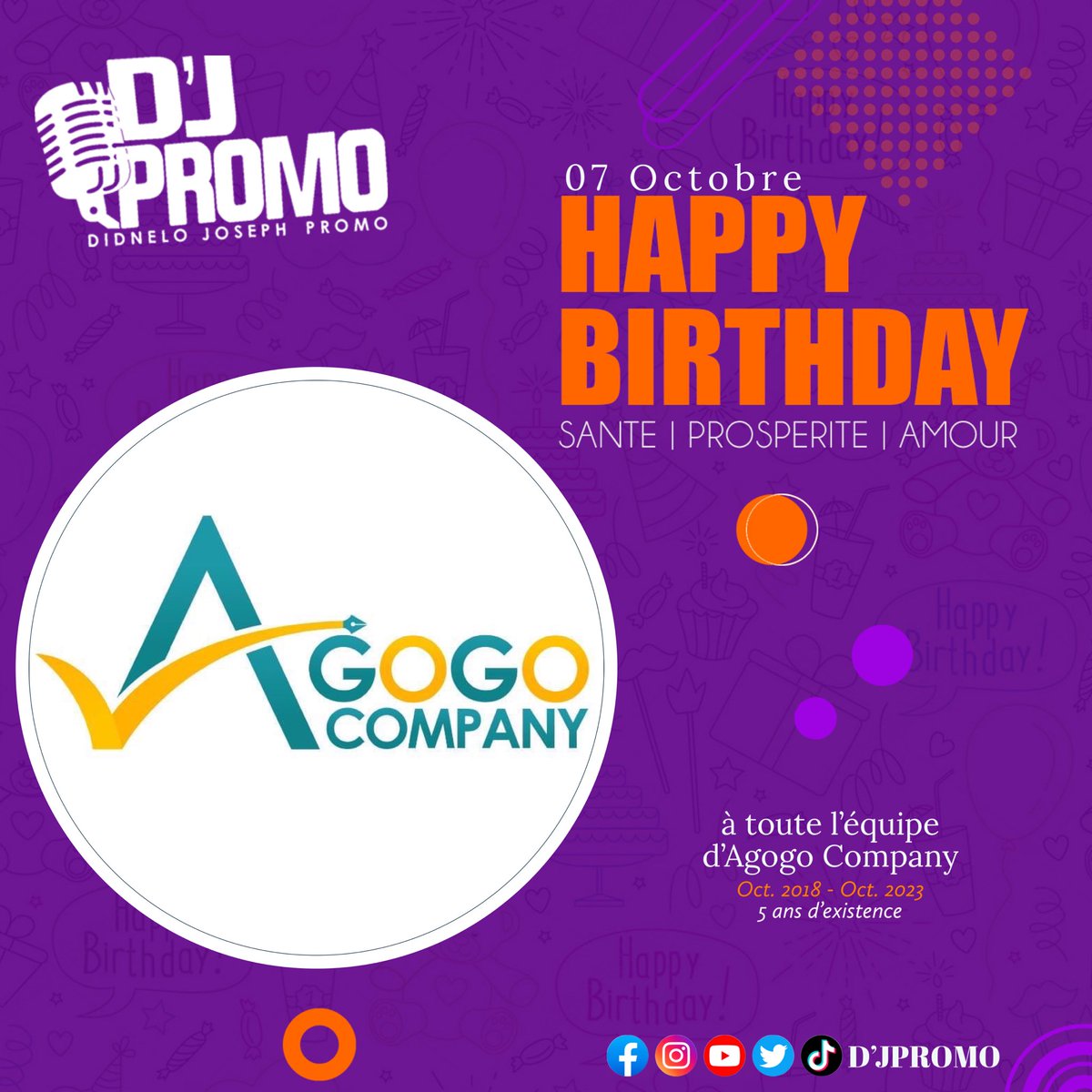 DJPromo509's tweet photo. Joyeux 5e anniversaire à toute l’équipe d’Agogo Company

D'JPromo https://t.co/ZtM3uvcw7b