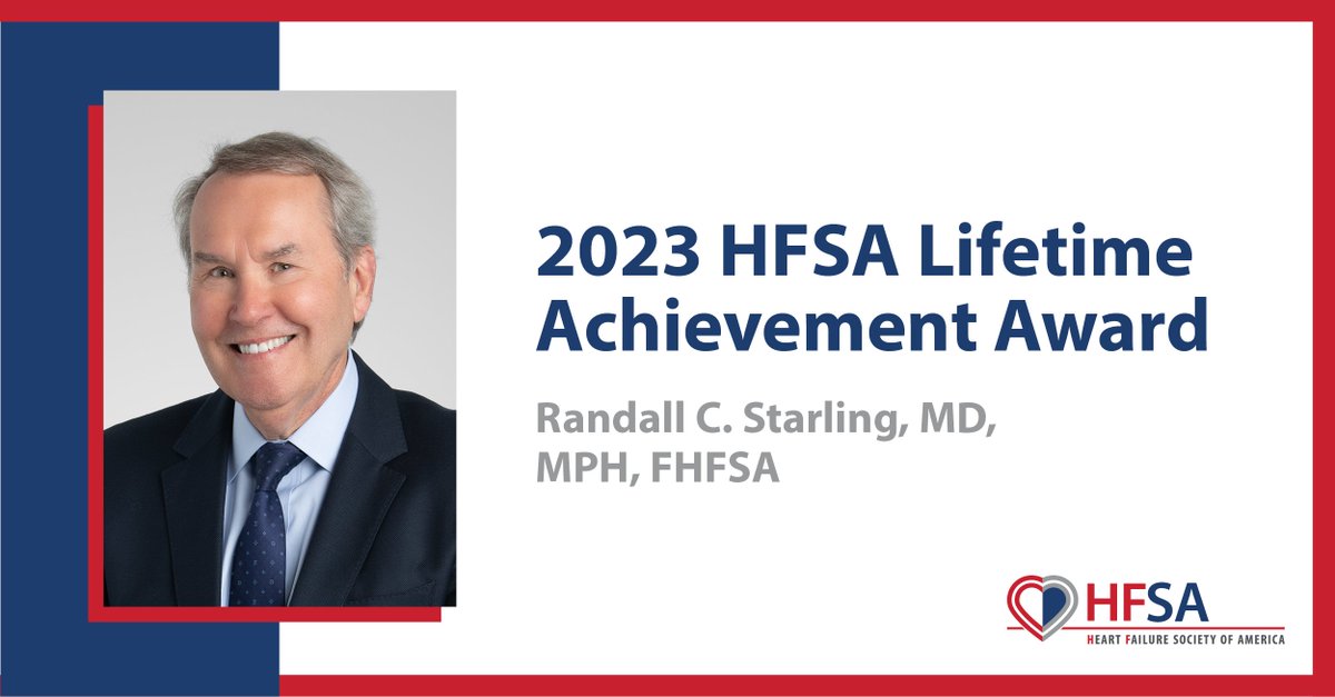 Today we honor the 2023 HFSA Lifetime Achievement Award winner @rcstarling, MD, MPH, FACC, FAHA, FESC, FHFSA! This award recognizes the significant and sustained contribution he has made to the field of heart failure. Congratulations 👏 @ClevelandClinic @CleClinicHVTI #HFSA2023