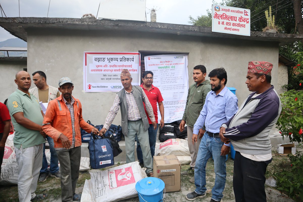 Save the Children #Nepal in coordination with local government and DDMC, has begun the distribution of immediate basic non-food items to earthquake affected families of Jay Prithivi Municipality, Golai, Bajhang.