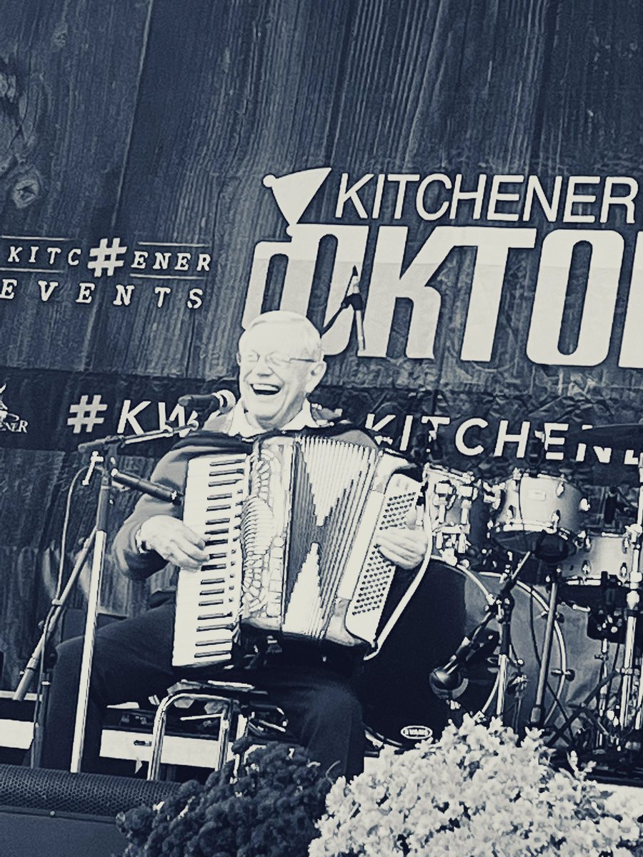 mcphersoncomm's tweet photo. The smile says it all. Caught earlier today in @DTKitchener @KW_Oktoberfest β π¨π¦ polka king Walter Ostenak, 88 years young. One of the 101 Fascinating Canadian Music Facts in my new book. https://t.co/8lPUhHVP3z #polkaking #101CdnMusicFacts #kwoktoberfest https://t.co/ZRQgXz4ivb