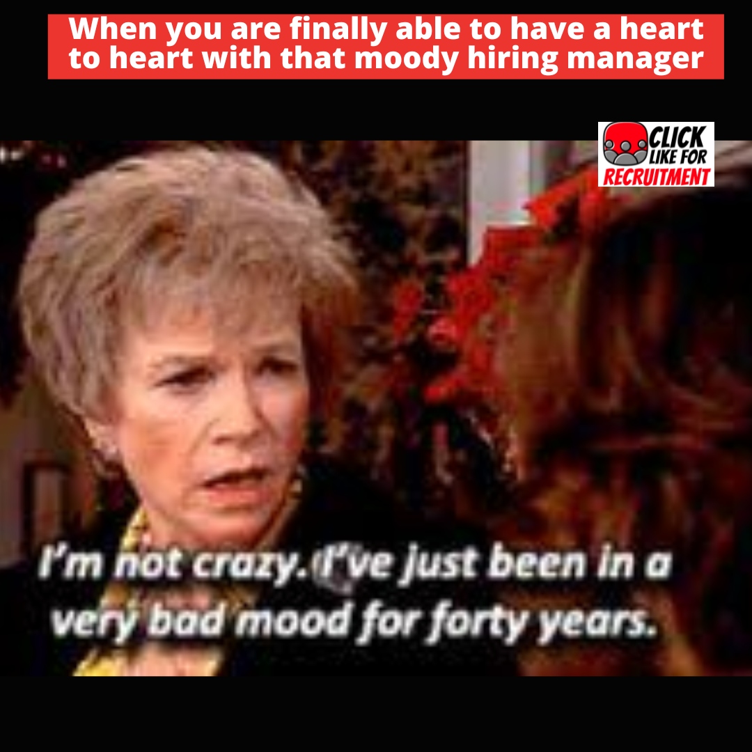 RecruitmentLike's tweet photo. 😂👔 "Tag a fellow recruiter who knows the struggle! 

😅 We've all had those 'hiring manager mood swings,' right? 

#RecruitmentLife #HiringManagerStruggles #RecruiterHumor" 📋📌

#Recruitment⁠
#tiredrecruitment⁠
#JobSearchconsultant⁠
#hiringmanager https://t.co/vv83zdikqN