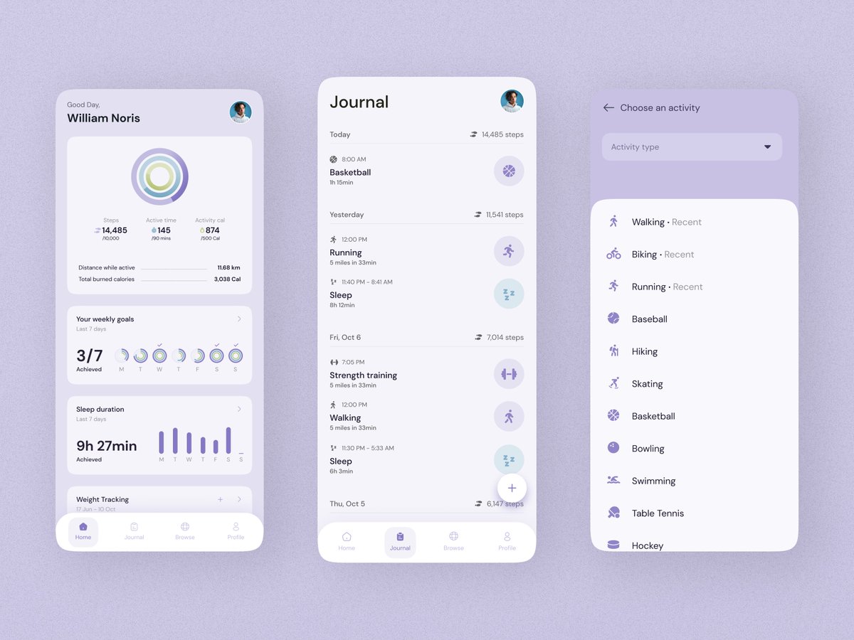 QuetraTech's tweet photo. Here's a sneak peek at our upcoming IOT project for tracking various aspects of  the daily life, contributing to well being such as physical activity, diet, and sleep.

⭐️ Let’s discuss your project! contact@quetratech.com
#mobile #behance  #quetratech #fitness #mobiledevelopment https://t.co/kOP9X1pwK2