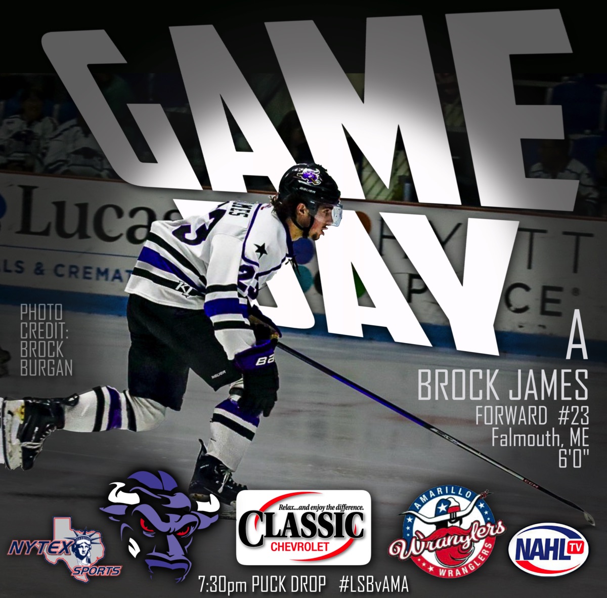 LoneStarBrahmas's tweet photo. WEAR PINK TONIGHT bc BRAHMAS SAY PUCK CANCER! #LETSGO @classicchevytexas G4MED4Y is 7:30p puck drop #LSBvAMA @ #SHOEBOX @NYTEXSports, catch every minute & #REPLAY of #BrahmasTV on #NAHLTV #BrahmasHockey #PuckCancer #WearPink #BrockJames #ACaptain π·:#BrockBurgan #ShotByBurgan https://t.co/Y5KCHwycnL