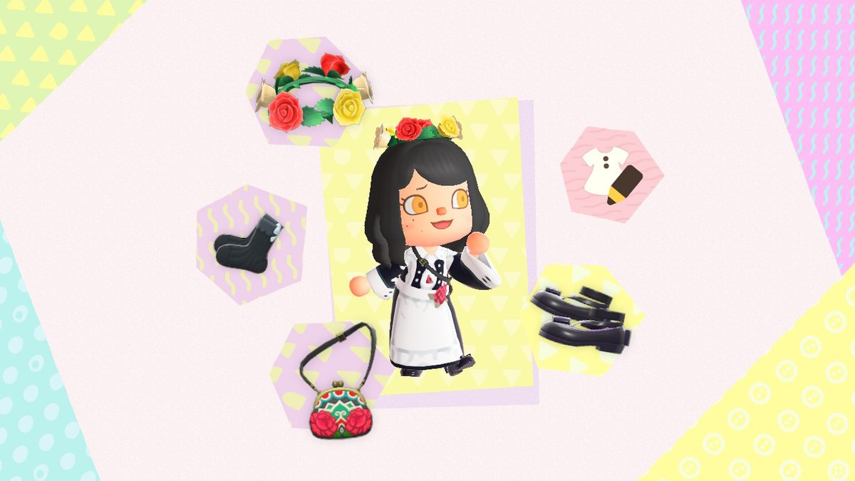 1girl black hair flower solo chibi dress maid  illustration images