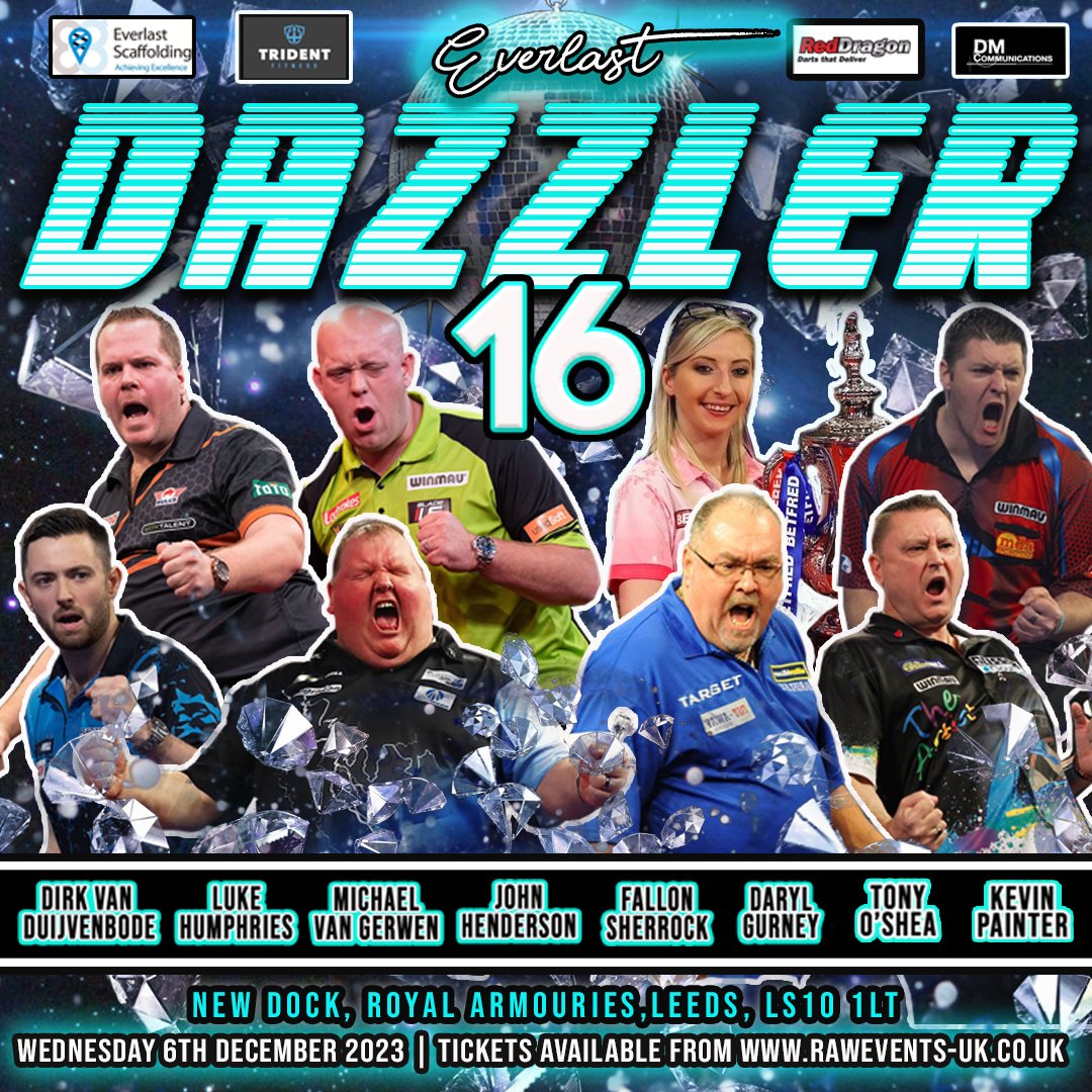 LEEDS! Come and see some of the best darters on the planet this December! Tickets are available now. Don't miss your chance to get up close and personal to the likes of van Gerwen, Humphries, van Duijvenbode, Gurney, Sherrock & more. Tickets: mdaevents.co.uk/darts-dazzler-…