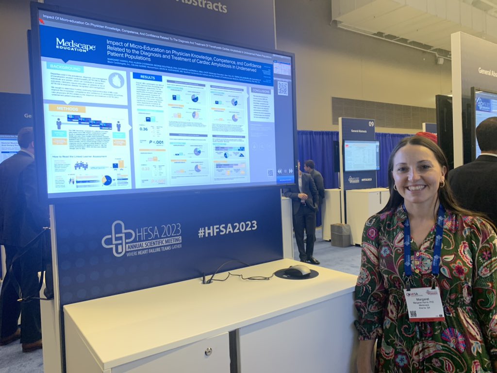 Margaret Harris, PhD and @KMAlexanderMD impactful work demonstrating the learning gaps for clinicians when it comes to the dx and rx of cardiac amyloid in underserved pt populations #HFSA2023 #cardiacamyloid #implementationscience