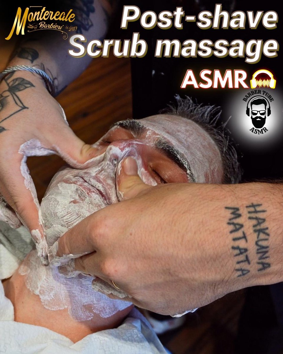 Montereale52493's tweet photo. ASMR💈Post-shave facial scrub massage: How to have smooth and soft skin
Performed by @montereale_barbieri_ 
Watch the video on the YouTube channel @BarberTubeASMR  👉https://t.co/QPQZi7Oof5 
#ASMR #barbershop #scrub #asmrbarber #SHAVE #Shaving #asmrmassage https://t.co/6EaAFxZbFG