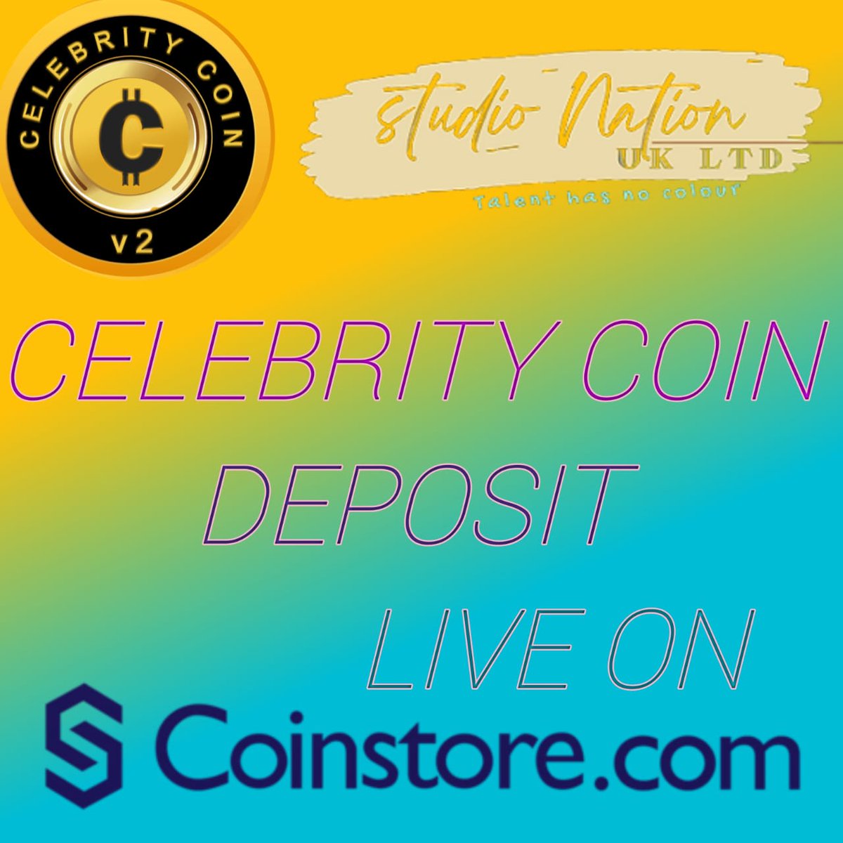 Celebrity coin (ccv2) deposit, withdrawal live on coinstore exchange

#STUDIONATION2 #celebritycoin #ccv2 #coinstore #CoinMarketCap #Cryptocurency #CRYPTOINVESTING #cryptotrading #CryptoArt #CRYPTOCURRENCYCOMMUNITY