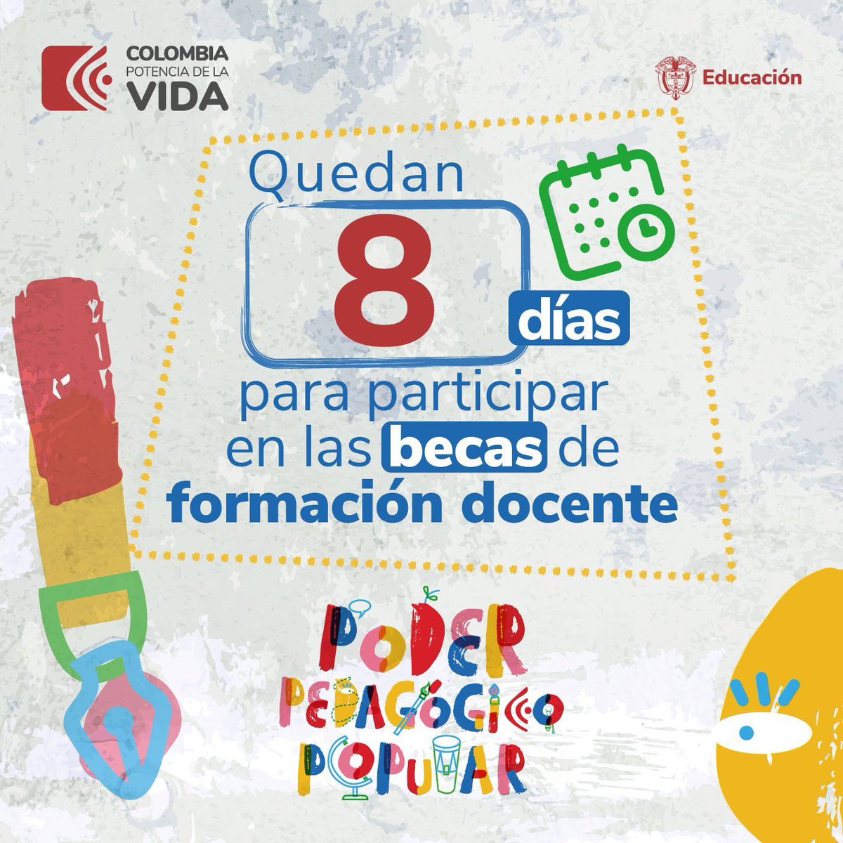 ¡Maestros y maestras! Estamos comprometidos con la dignificación de su labor docente. Recuerden que tenemos 25.000 becas 
#PoderPedagógicoPopular para apoyar sus procesos de formación. Les invito a preinscribirse bitly.ws/Wfgg 
Juntos por una #JusticiaSocial