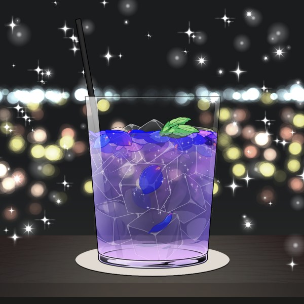 MoonBunniez's tweet photo. Zavy's cocktail is called "Lavender Dreams," and is, you guessed it, Lavender flavored. It has Lavender liquor, Limoncello, seltzer water, some edible glitter, and some edible flower petals on top. (Usually also comes with a sprig of fresh lavender in it) https://t.co/GPfzShVUzr