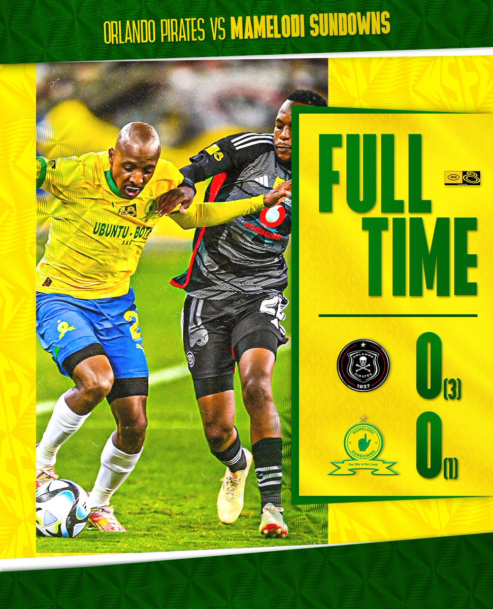 Masandawana's tweet photo. Shootout defeat in Durban. We'll be back stronger. Thank you for all of your support Masandawana 👆💛

Orlando Pirates 0⃣(3)➖(1)0⃣ Mamelodi Sundowns

#Sundowns #DownsLive #MTN8 https://t.co/r4gJrShxVd