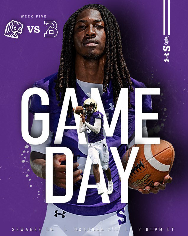 𝙂𝘼𝙈𝙀𝘿𝘼𝙔

🆚 Birmingham-Southern College
⏰ 2PM CT (3PM ET)
📺 sewaneetigers.com/watch
🏟️ Harris Stadium

#PoundTheRock 🏔️🔨