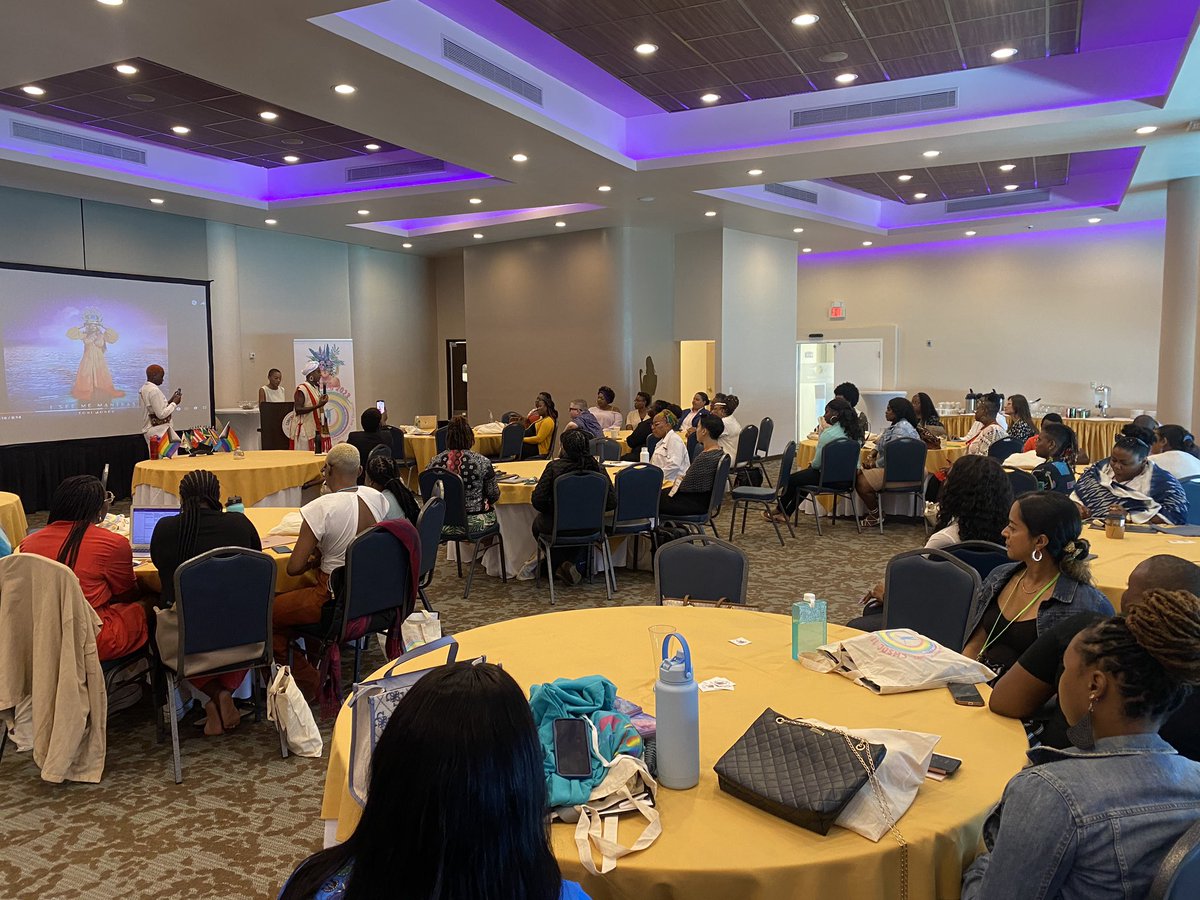 EC_Equality's tweet photo. ‼️Happening Now‼️
Opening ceremony of the 11th Caribbean Women Sexual and Diversity Conference ( #CWSDC ) under the theme (C.A.R.E) Collective Activation for Regeneration and Elevation. https://t.co/L757MyS9em