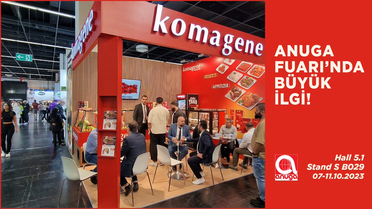 KomageneGlobal's tweet photo. Komagene, ANUGA Fuarı’nda da ilgi odağı oldu. Bugün Almanya’nın Köln kentinde açılan ve dünyanın en büyük gıda organizasyonu olan ANUGA Fuarı’na lezzet katan markamız, Türk mutfağını dünyaya tanıtmaya devam ediyor.  #komagene #çiğköfte #anuga https://t.co/3z2dDMlaAN