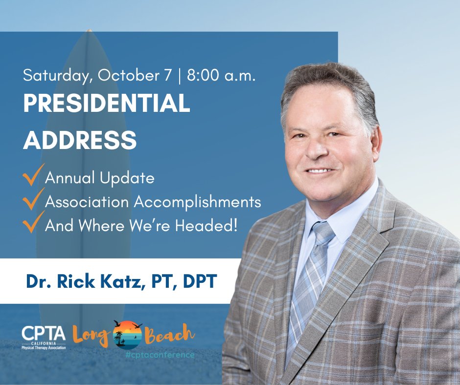 CPTAtweets's tweet photo. Here we go!! Kick-off #CPTAConference with CPTA President Dr. Rick Katz, PT, DPT, as he updates us on the activities and accomplishments of the association, where we're headed in the coming months, and what challenges and opportunities we anticipate. See you at 8 am! 🌊 https://t.co/vaLIqYNbrx