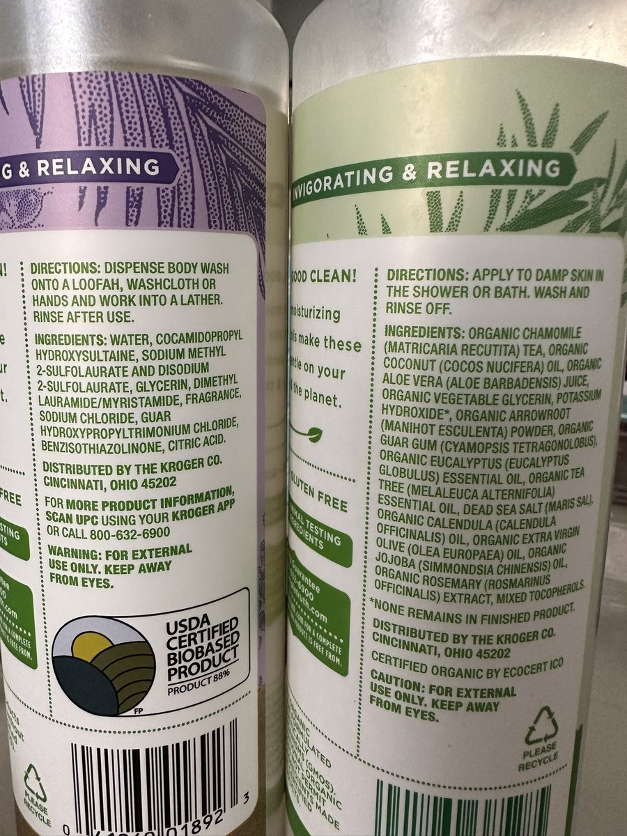 AnnaNichols28's tweet photo. Always disappointing when an affordable clean brand/item sells out. The simple truth body wash formula is completely different. And now so much more toxic. 
@SimpleTruth4U @kroger https://t.co/AQWRmWXrUy