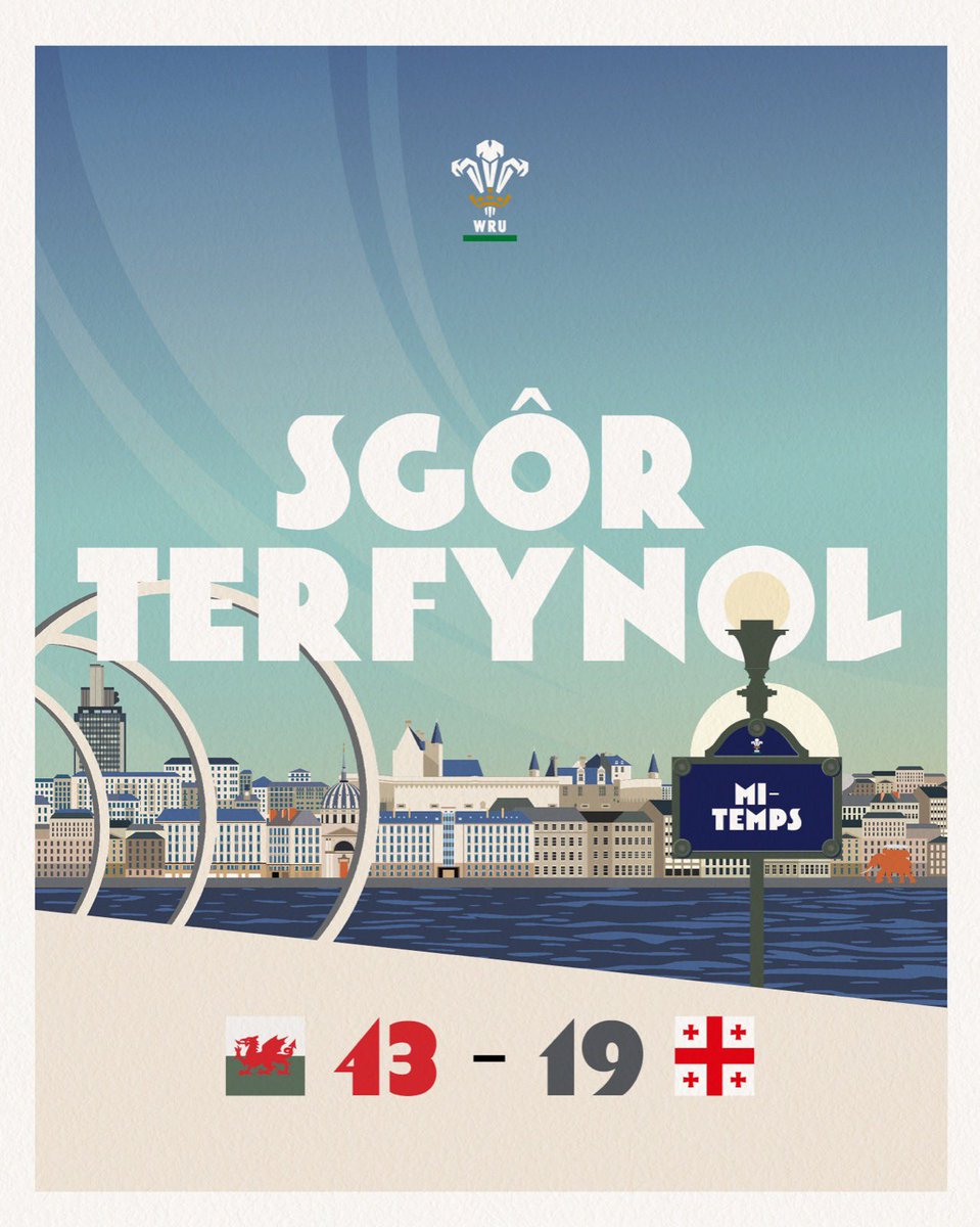 WelshRugbyUnion's tweet photo. 🏉 SGÔR TERFYNOL
 
🏴󠁧󠁢󠁷󠁬󠁳󠁿 43-19 🇬🇪
 
#WelshRugby | #ViveLeCymru https://t.co/xghTiGBRE4