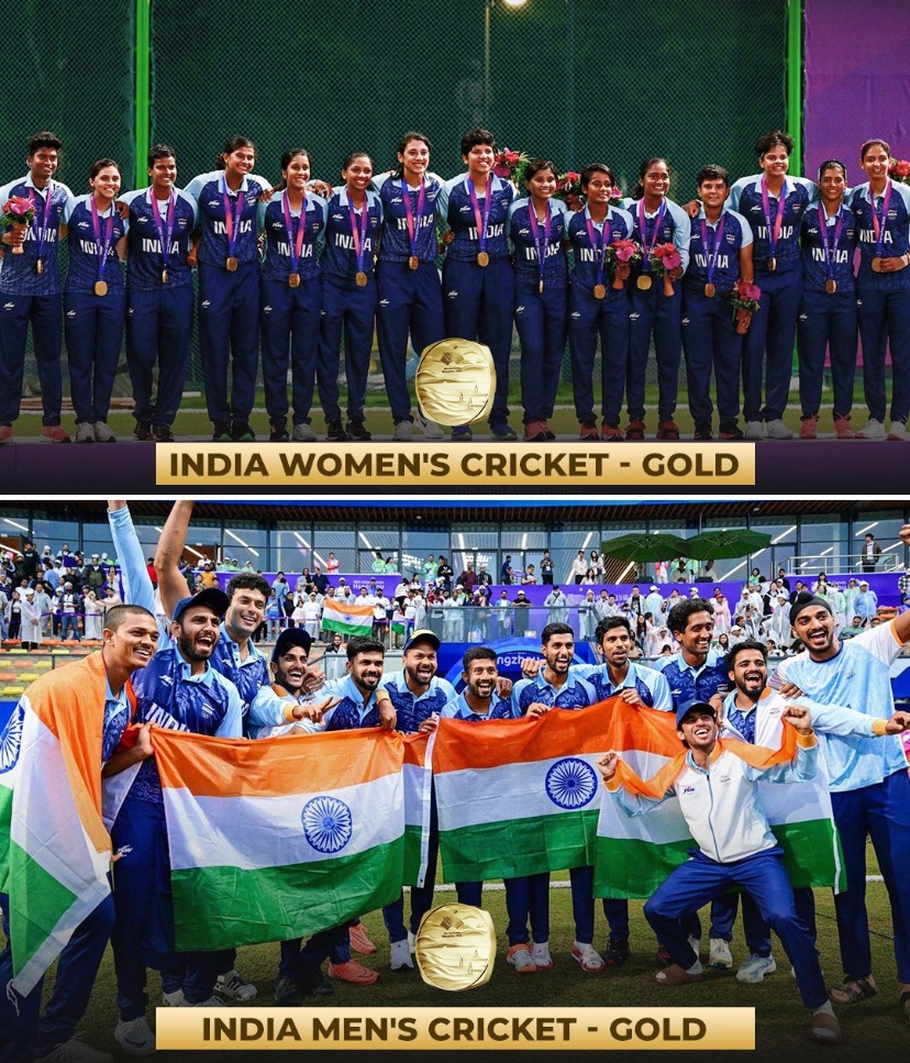 KanwariaSimran's tweet photo. Congratulations to the Indian Men’s Cricket team for winning GOLD Medal🇮🇳🥇🏏What a great win 👏😍 
Absolute domination shown by both Men’s and Women’s Cricket team at the #AsianGames Both teams played really well in the tournament &amp; won GOLD🥇👏Proud 🫡😎
#Cricket 
#Cheer4India https://t.co/CgOf9XIKzU