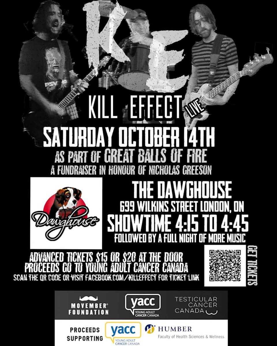Kill_Effect's tweet image. Saturday October 14th! K.E kick off a night of music at the Dawghouse Pub &amp;amp; Eatery in London Ontario, as part of Great Balls of Fire 2023. 
Showtime 4pm!! Don't be late!
Get your tickets in advance here&amp;gt; eventbrite.ca/e/great-balls-…

#ldnont #londonontario #HardRock #Western #Fanshawe