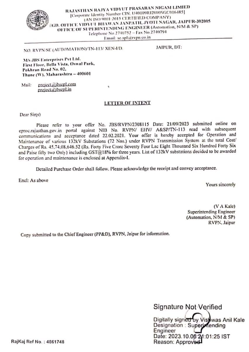 बिजली निगमों में स्थाई भर्ती की बाट जोह रहें बेरोजगार युवाओं के अरमानों को कुचलते हुए राजस्थान राज्य विद्युत प्रसारण निगम द्वारा अपने 132 KV के 183 GSS का संचालन ठेके पर देने के लिए LOI जारी कर दी है। सरकार का वादा था कि ठेकाप्रथा बंद होगी।
<a href="/RajCMO/">CMO Rajasthan</a> <a href="/ashokgehlot51/">Ashok Gehlot</a> <a href="/VasundharaBJP/">Vasundhara Raje</a>