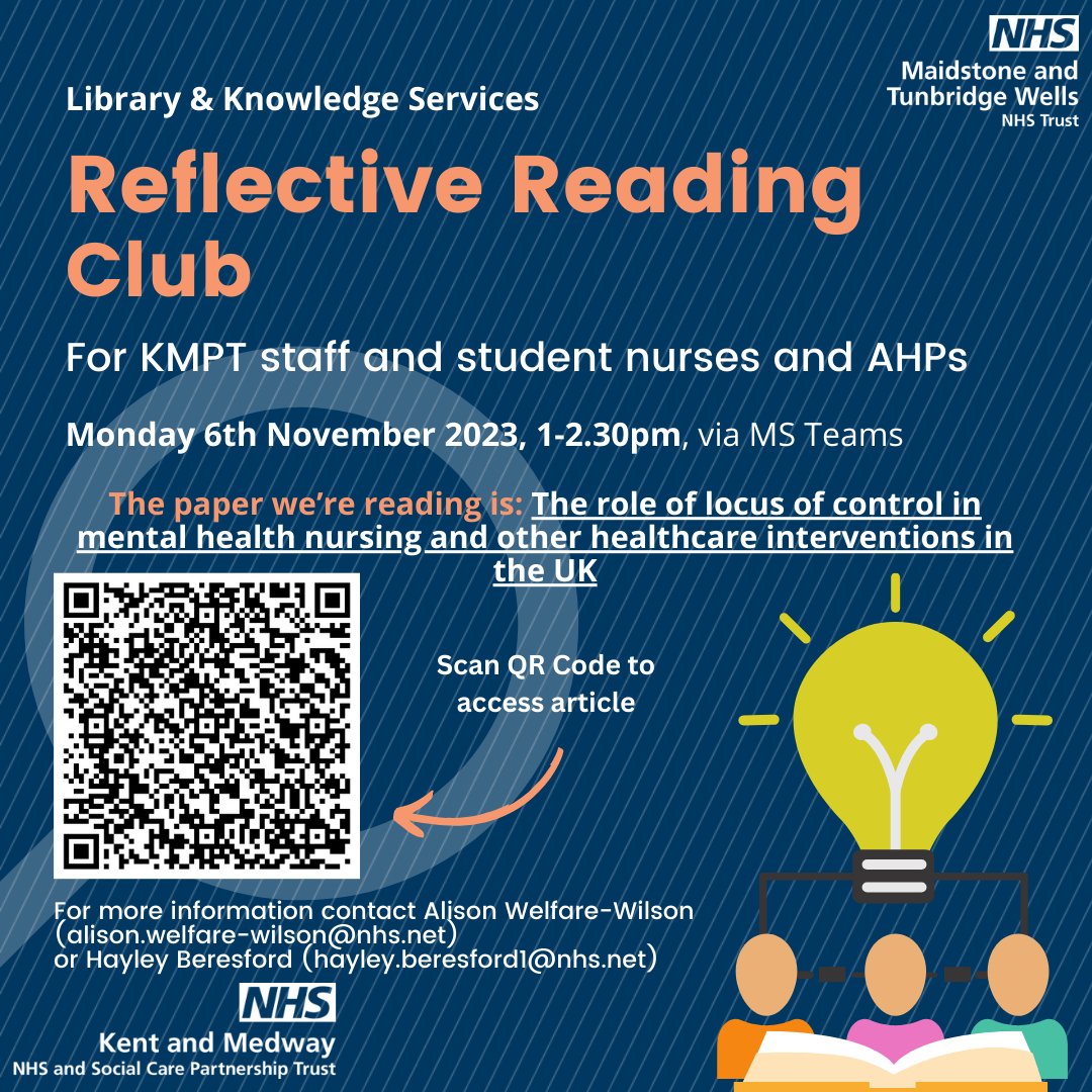 🌟📢ATTENTION KMPT nurses &amp; AHPs!  📢🌟   

Are you interested in reading, reflecting on, &amp; discussing evidence in a friendly online environment? 🤓
Then why not join our Reflective Reading Club! 🗣️💬💭 on 06/11, 1-2pm 📆

We are reading 📑➡️magonlinelibrary.com/doi/full/10.12…