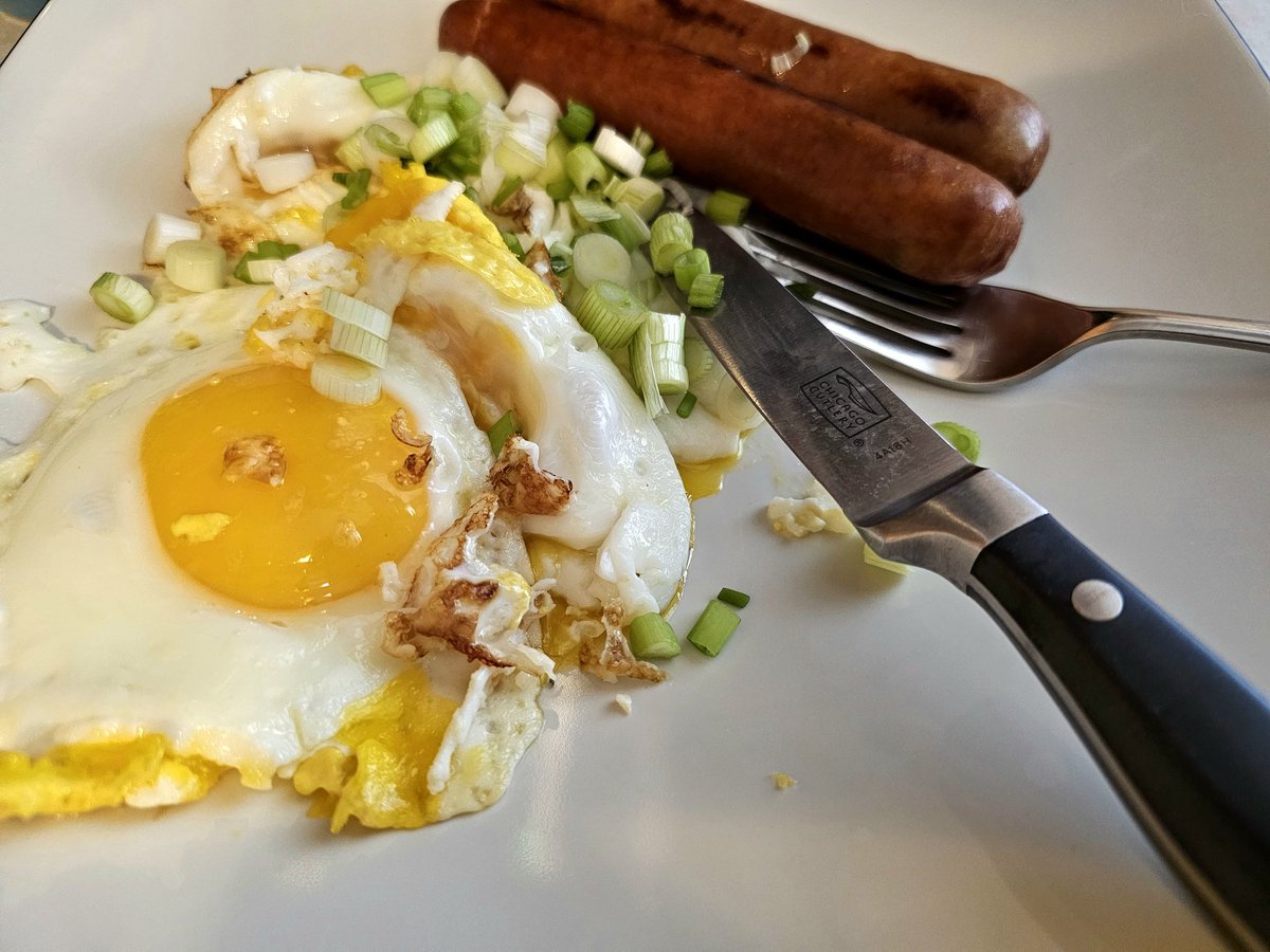 ApriloftheNorth's tweet photo. 🥚 Happy Eggsday, Frens! Listen, I don't often eat sausage, but when I do, pork with jalapeño is top of the list. My eggs aren't perfect, but I thought they were still pretty. (I'm just going to mush them all up, anyway... )
What's on your plate?
#Eggsday https://t.co/C65tkAetaR