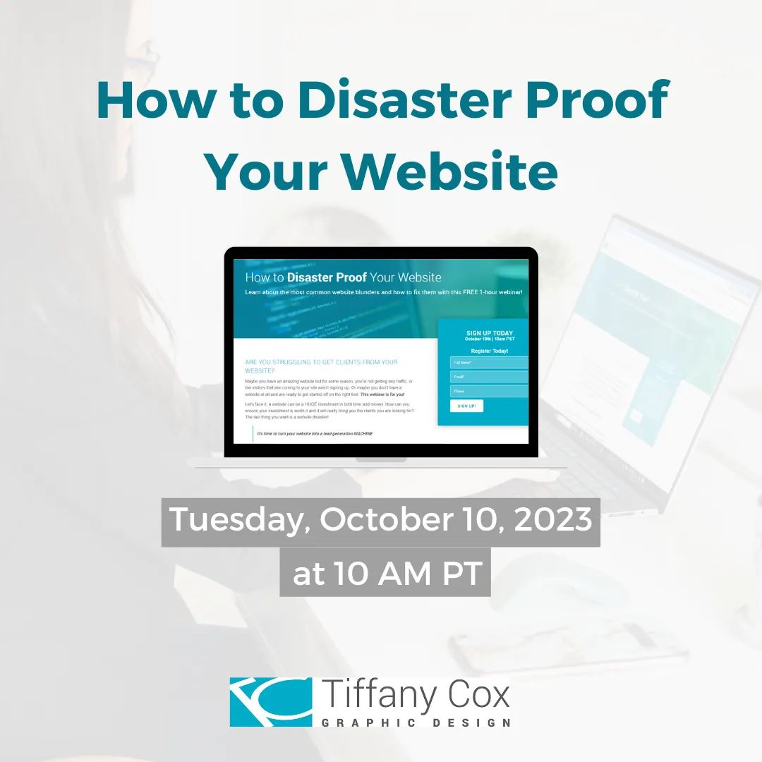 TCoxDesign's tweet image. 🚫 Struggling to get clients from your website? Then this webinar is for you!
 
Join me Tuesday, October 10 at 10am PST for my FREE 1-hour webinar if you want to have an effective website and avoid some common website blunders.
 
Reserve your spot now: tiffanycoxdesign.com/how-to-disaste…
