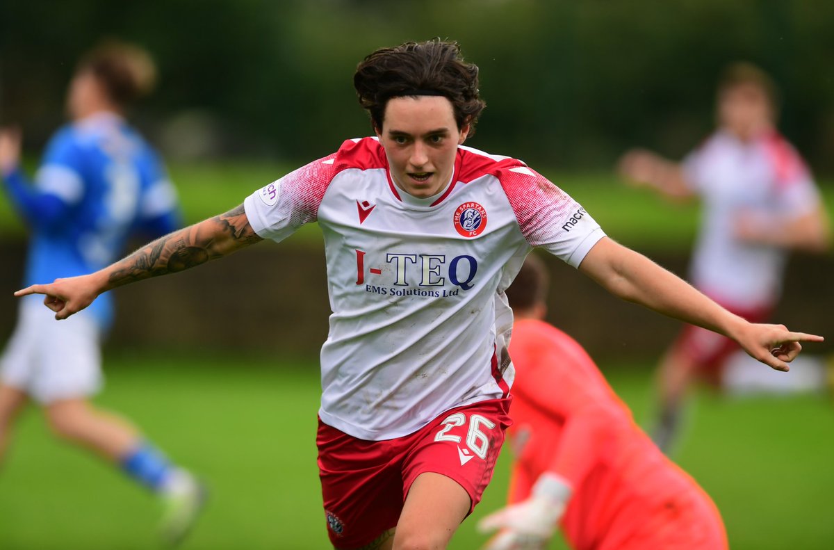 📸 <a href="/RhysArmstrong26/">Rhys Armstrong</a> wheels away after putting Spartans 1-2 ahead at the interval at Stair Park in the <a href="/spfl/">SPFL</a> 2 clash v Stranraer.
