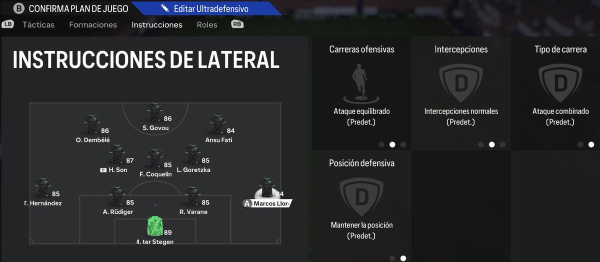 JuniorSintress's tweet photo. 📋MIS TACTICAS PARA LA 4-3-2-1 - EA FC 24

Les comparto la Segunda de las 4 Tácticas que estoy empleando más este Año en EA FC 24 en Next Gen. Si recién comienzan y les cuesta más Defender, les recomiendo más la 4-2-3-1 que están en la Sección Destacados en mi Perfil, pero si defienden Mejor y quieren generar más Oportunidades pueden utilizar esta Formación que les comparto a continuación:

📋 Tácticas defensivas:

🔹Tal como indiqué en las Tácticas anteriores, siento que este Año es necesario Defender algo más Adelantado, por ello busco una Profundidad Defensiva entre 60 y 65, en mi caso suele ser 62 o 63, y a Nivel de Anchura compacto un poco más la Defensa con un Ancho entre 40 y 45, en mi caso suelo elegir entre 42 o 43, esto debido que uno de mis Laterales apoya en Ataque, y uno ayuda más en Defensa

🔹 Y en Estilo Defensivo lo mantengo en “Equilibrado”, especialmente para mantener en sus puestos mis Líneas Defensivas, y evitar adelantamientos y generación de espacios para el rival.

📋 Tácticas ofensivas:

🔹A Nivel Ofensivo mantengo un Armado de Juego “Equilibrado” para mantener la Formación de Juego, pero hago un Cambio en la Creación de Oportunidades donde utilizo “Pases Directos” debido a que como verán más adelante, busco Ganar las Espaldas con mis Jugadores de Ataque

🔹A Nivel de Ancho suelo colocarlo en 40, especialmente para tener a mis Delanteros más cerca entre sí, para Generar Combinaciones entre ellos.

🔹En Jugadores en el Área, suelo mantenerlo en 6, donde jugaría con 3 delanteros, un Mc que se ayuda por momentos al ataque, un lateral que se suma por momentos para generar más combinaciones, y alguno de los dos Mc más defensivo que pueda rematar desde lejos alguna jugada
 
🔹En los Tiros de Esquina suelo Jugar con 2 Puntos para buscar generar más Oportunidades, y 1 en Tiros Libres donde por lo general busco un Remate Directo o un Centro más Directo

📋 Instrucciones:

🛡️ Los Defensas suelo dejarlos por defecto, que no suban, y mantengan su puesto.

🛡️ En el caso de los Laterales el de características más Defensivas suelo indicarle que se “Quede Atrás al Atacar”, y el que vea que más Aporta en Ataque le Asignó un “Ataque Equilibrado”

🧤Respecto al Portero, suelo Indicarle 2 Instrucciones, que salga a los Centros y juegue de Libero para cubrir algún Espacio en Defensa.

⚖️ En el Mediocampo, los 2 Jugadores con Mayor aporte en Defensa, les indico “Quedarse Atrás” y “Cubrir el Centro”. Y el Mediocentro que mas apoye en el Ataque, le dejare un “Ataque Equilibrado” y que “Cubra la Banda” en Defensa para que Apoye al Lateral que pueda Subir

⚡️A mis 3 Delanteros les indico “Ganar la Espalda” en sus Carreras Ofensivas para aprovecha la Instrucción de Pases Directos

⚡️Y a mis 2 Delanteros Extremos les indico “Quedarse en el Centro”, esto debido que tengo un Lateral que puede sumar en Banda, y el Mc que también Apoya al Subir. Se que algunos pueden buscar que se Abran por las Bandas, pero me acomoda más que estén cerca los 3 Delanteros para Combinar

➡️Espero que les ayuden estas Tácticas Alternativas, como indicó hay que saber Defender un poco Mejor, pero ayudan Bastante en la Generación de más Oportunidades. Y como indicaba durante el Juego suelo ir cambiando entre 4 Formaciones según Rival y el Estilo de Juego que se necesite 👍🏻

❤️/🔁+Contenido