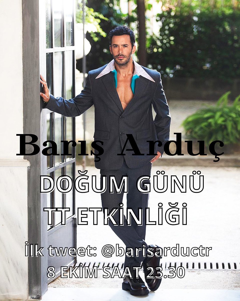 barisarductr's tweet photo. Herkese merhaba! 
8 Ekim saat 23.30’da #BarışArduç’un doğum gününü kutlamak için TT etkinliği düzenliyoruz. Barış Arduç’u gönülden sevip destekleyen herkesin desteğini bekliyoruz! 🖤 https://t.co/TcCy9NkbdZ