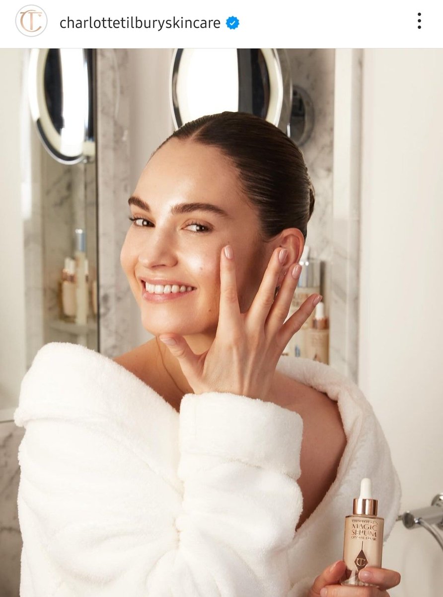 LILYJAMESSTYLE1's tweet photo. Lily James x Charlotte Tilbury's Magic Cream ✨️

📸 CharlotteTilburySkincare/IG https://t.co/NI4HZd6bHe