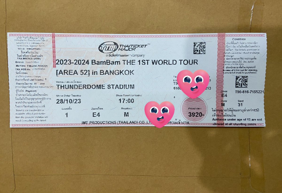 viewviewwang's tweet photo. ปล่อยบัตรน้องแบมวันเสาร์ค่ะ เป็นบัตรนั่ง3900 ปล่อยตามราคาหน้าบัตรเลยค่ะใครสนใจDMมาคุยกันก่อนได้น้าาา ~~~~ 💸😀 บัตรอยู่จ.ลพบุรี ยินดีส่งให้ฟรีค่ะ

#กดบัตรแอเรีย52แบมแบม 
#กดบัตรแอเรีย52แบมแบมรอบ2 
#BamBamAREA52inBKK 
#BamBamAREA52inBKK2ndShow https://t.co/z1YZHJ09KD