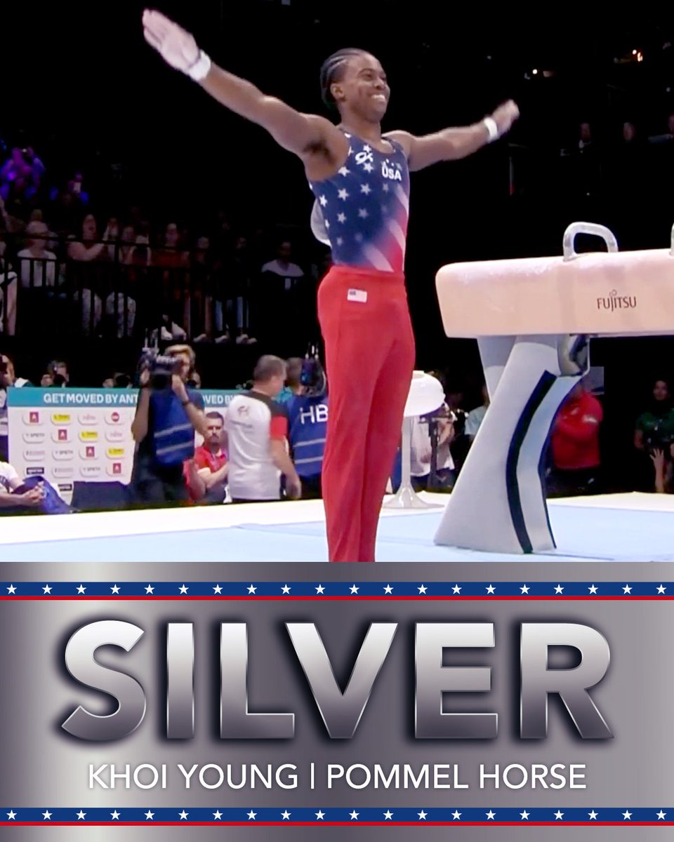 NBCOlympics's tweet image. Khoi Young earns SILVER in his first World Championships! 🥈 #Antwerp2023