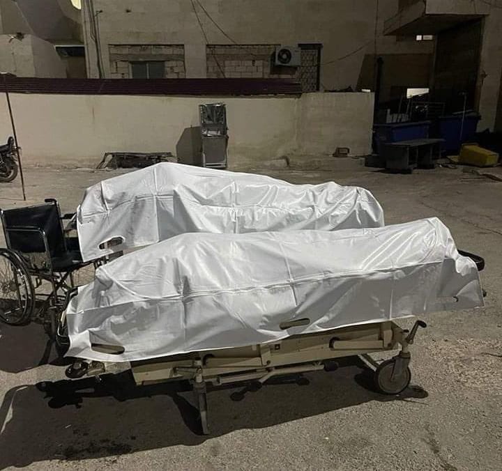 SyrianRevolut17's tweet photo. These two bodies are of a newly wed couple that were married not even a month ago, now to be united in death, also. https://t.co/hegikRUSTx