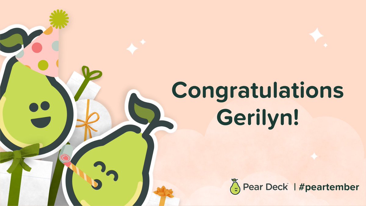 In case you missed it 👀 Introducing our #Peartember grand prize winner, the one & only @GerilynWilliams! 🎉 Gerilyn is a NJ based educator & incredible #PearDeck advocate. 🍐 Thank you, Gerilyn, for all you do for your students & community! Well deserved & congratulations. 🏆