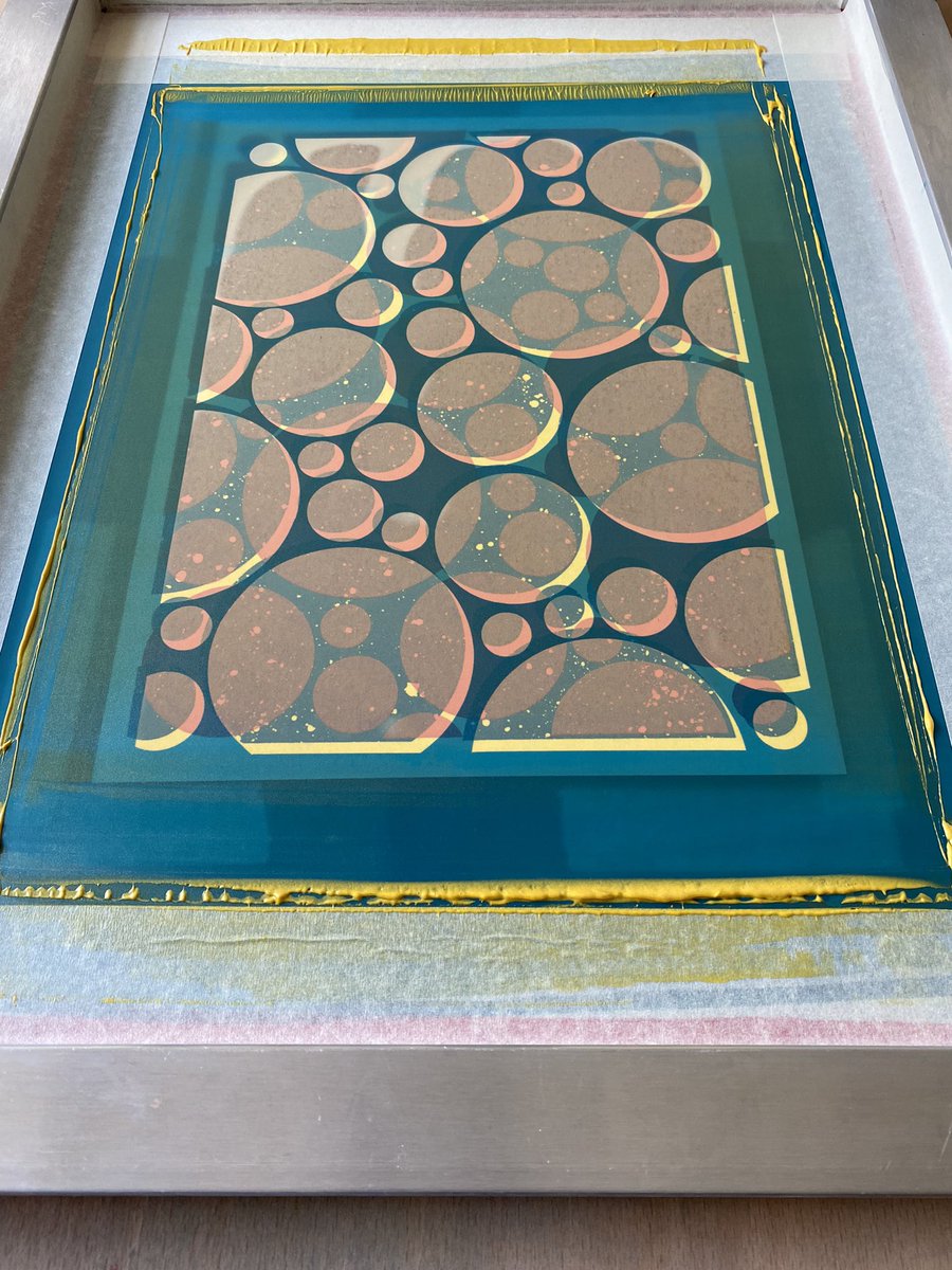 One photo stencil, so many possibilities! Made one, two &amp; three colour #screenprints using just one stencil &amp; overlapping layers of colour. Another example for my one day #screenprint course at <a href="/LeicesterPrint/">Leics Print Workshop</a> on Saturday the 21st of October shop.leicesterprintworkshop.com/collections/co…